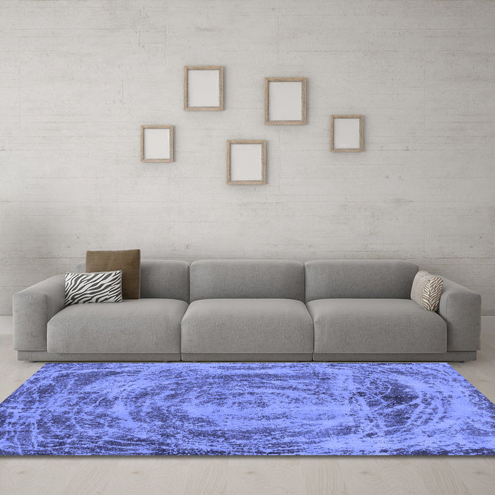 Machine Washable Abstract Blue Modern Rug in a Living Room, wshabs850blu