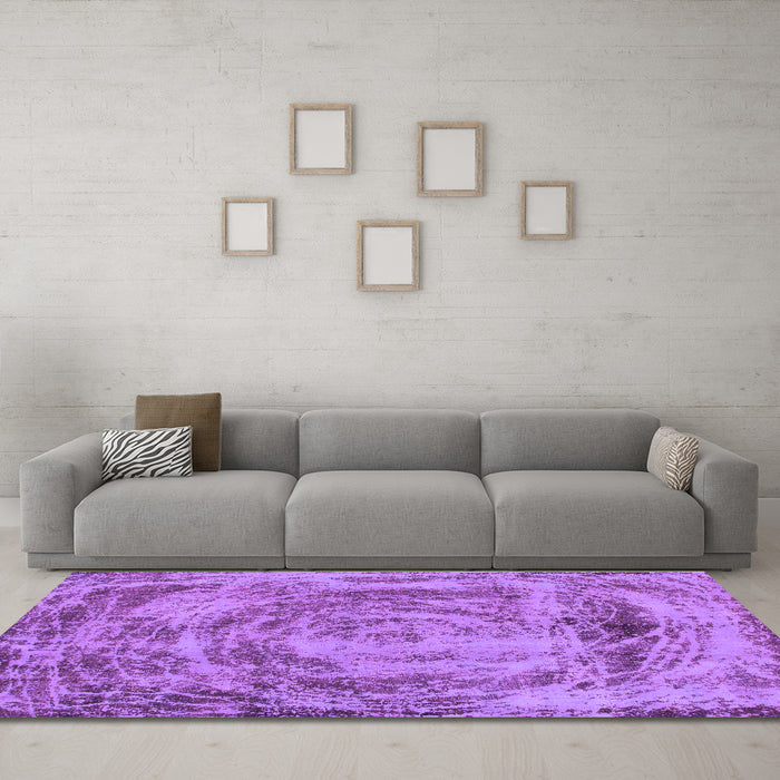 Machine Washable Abstract Purple Modern Area Rugs in a Living Room, wshabs850pur