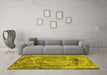 Machine Washable Abstract Yellow Modern Rug in a Living Room, wshabs850yw