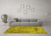 Machine Washable Abstract Yellow Modern Rug, wshabs850yw