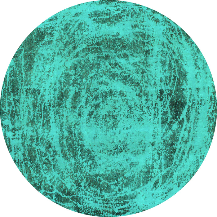 Round Abstract Turquoise Modern Rug, abs850turq