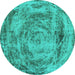 Round Abstract Turquoise Modern Rug, abs850turq