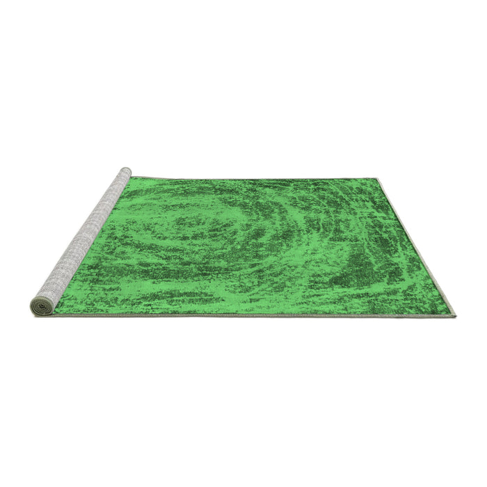 Sideview of Machine Washable Abstract Emerald Green Modern Area Rugs, wshabs850emgrn