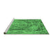 Sideview of Machine Washable Abstract Emerald Green Modern Area Rugs, wshabs850emgrn