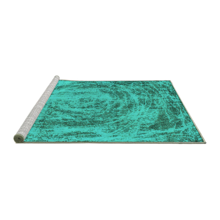 Sideview of Machine Washable Abstract Turquoise Modern Area Rugs, wshabs850turq