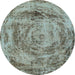 Round Abstract Dark Sea Green Modern Rug, abs850