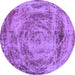 Round Machine Washable Abstract Purple Modern Area Rugs, wshabs850pur