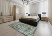 Abstract Dark Sea Green Modern Rug in a Bedroom, abs850