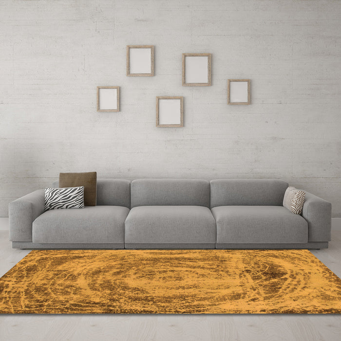 Machine Washable Abstract Orange Modern Area Rugs in a Living Room, wshabs850org