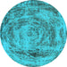 Round Machine Washable Abstract Light Blue Modern Rug, wshabs850lblu