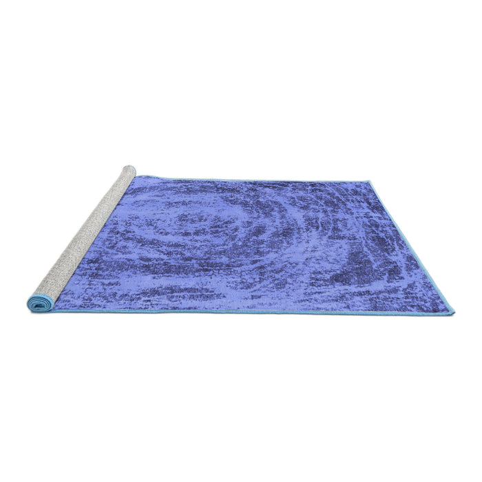 Sideview of Machine Washable Abstract Blue Modern Rug, wshabs850blu