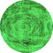 Round Machine Washable Abstract Green Modern Area Rugs, wshabs850grn