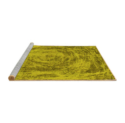 Sideview of Machine Washable Abstract Yellow Modern Rug, wshabs850yw