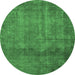 Round Abstract Emerald Green Modern Rug, abs851emgrn