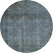 Round Machine Washable Abstract Light Slate Gray Rug, wshabs851