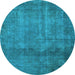 Round Machine Washable Abstract Light Blue Modern Rug, wshabs851lblu