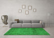 Machine Washable Abstract Green Modern Area Rugs in a Living Room,, wshabs851grn