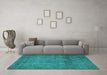 Machine Washable Abstract Turquoise Modern Area Rugs in a Living Room,, wshabs851turq