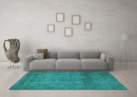 Machine Washable Abstract Turquoise Modern Rug, wshabs851turq