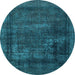 Round Persian Light Blue Bohemian Rug, abs852lblu