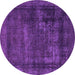 Round Machine Washable Persian Purple Bohemian Area Rugs, wshabs852pur
