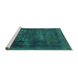 Sideview of Machine Washable Persian Turquoise Bohemian Area Rugs, wshabs852turq
