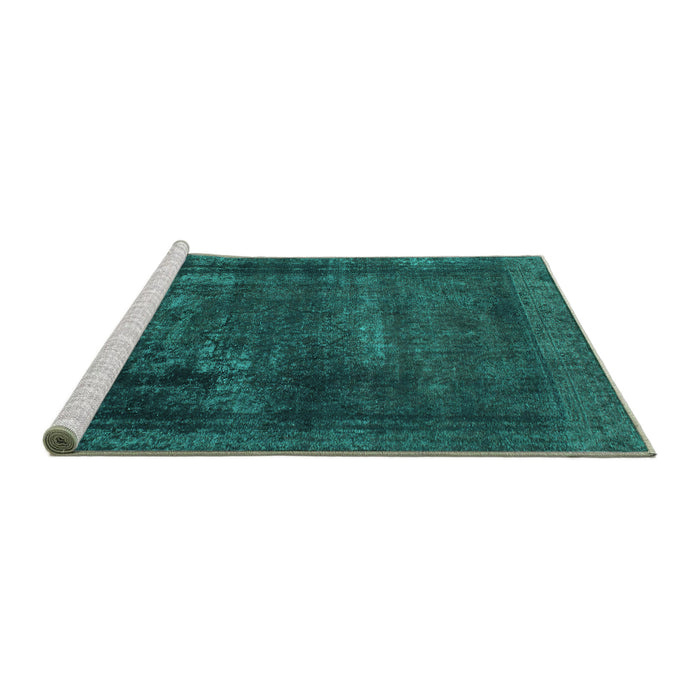 Sideview of Machine Washable Persian Turquoise Bohemian Area Rugs, wshabs852turq