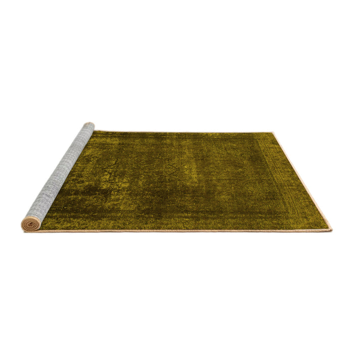 Sideview of Machine Washable Persian Yellow Bohemian Rug, wshabs852yw