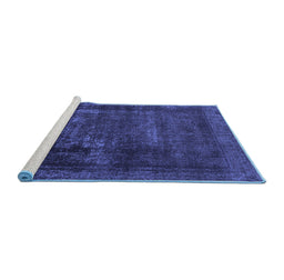 Sideview of Machine Washable Persian Blue Bohemian Rug, wshabs852blu