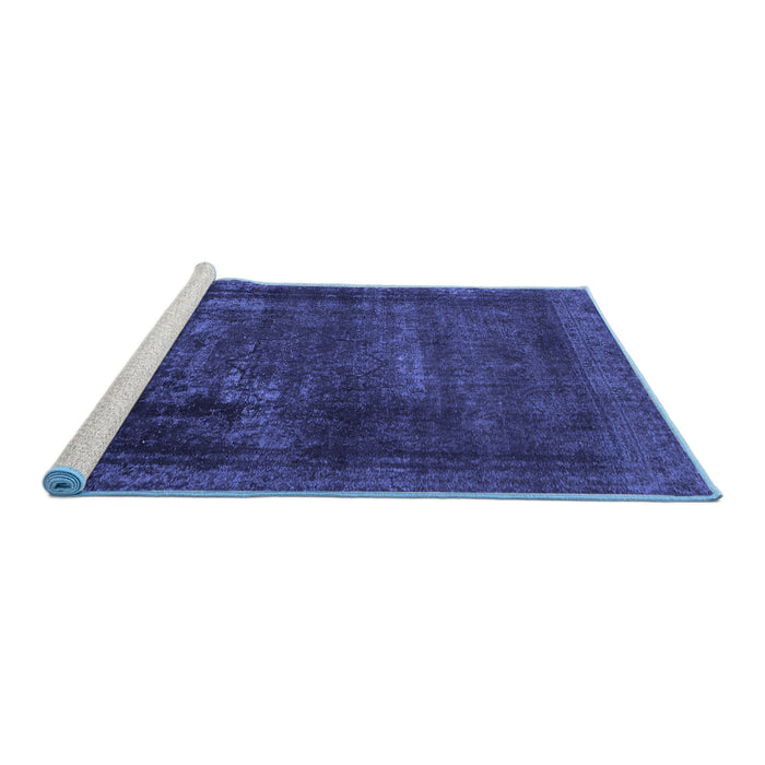 Sideview of Machine Washable Persian Blue Bohemian Rug, wshabs852blu