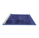 Sideview of Machine Washable Persian Blue Bohemian Rug, wshabs852blu