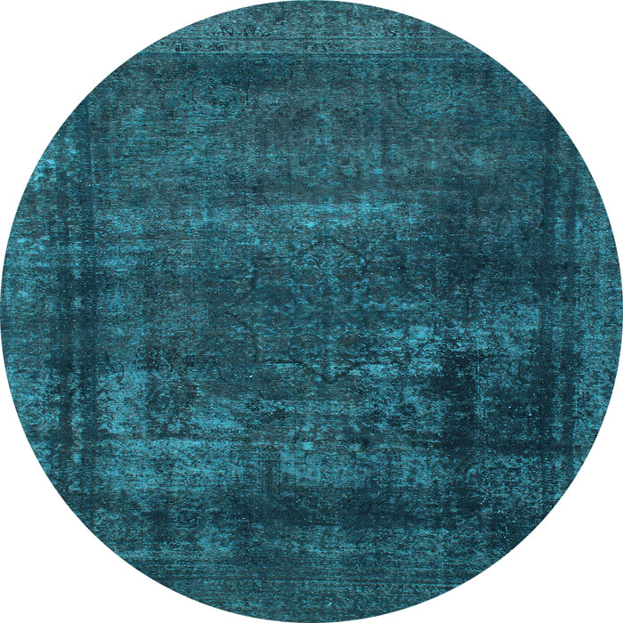 Round Machine Washable Persian Light Blue Bohemian Rug, wshabs852lblu