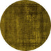 Round Persian Yellow Bohemian Rug, abs852yw