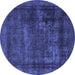 Round Persian Blue Bohemian Rug, abs852blu