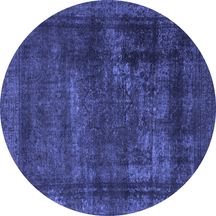 Round Machine Washable Persian Blue Bohemian Rug, wshabs852blu