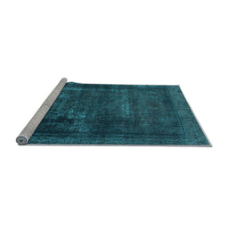 Sideview of Machine Washable Persian Light Blue Bohemian Rug, wshabs852lblu