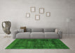 Machine Washable Persian Green Bohemian Area Rugs in a Living Room,, wshabs852grn