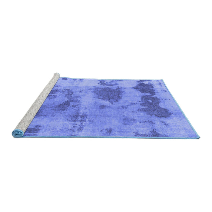 Sideview of Machine Washable Abstract Blue Modern Rug, wshabs853blu
