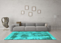 Machine Washable Abstract Turquoise Modern Rug, wshabs853turq