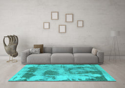 Machine Washable Abstract Turquoise Modern Area Rugs in a Living Room,, wshabs853turq