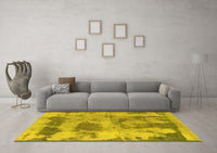 Machine Washable Abstract Yellow Modern Rug, wshabs853yw