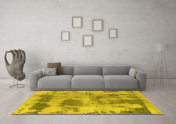 Machine Washable Abstract Yellow Modern Rug in a Living Room, wshabs853yw