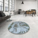 Round Machine Washable Abstract Slate Gray Rug in a Office, wshabs853