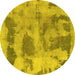 Round Abstract Yellow Modern Rug, abs853yw