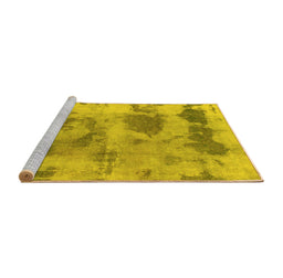 Sideview of Machine Washable Abstract Yellow Modern Rug, wshabs853yw