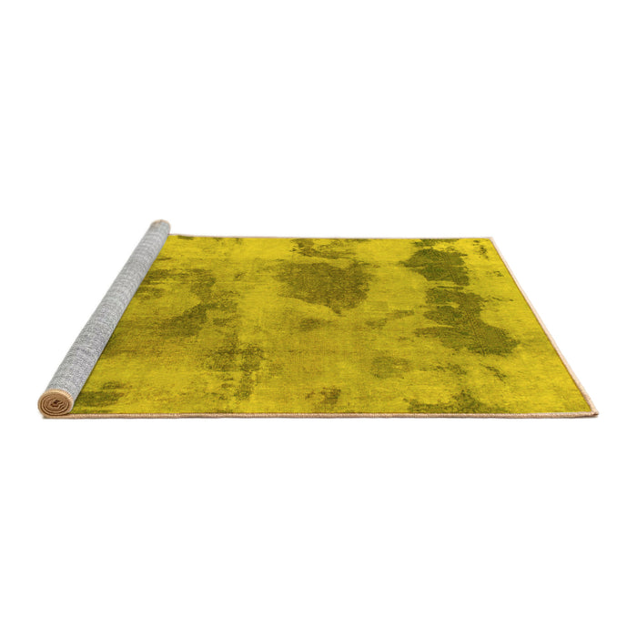 Sideview of Machine Washable Abstract Yellow Modern Rug, wshabs853yw
