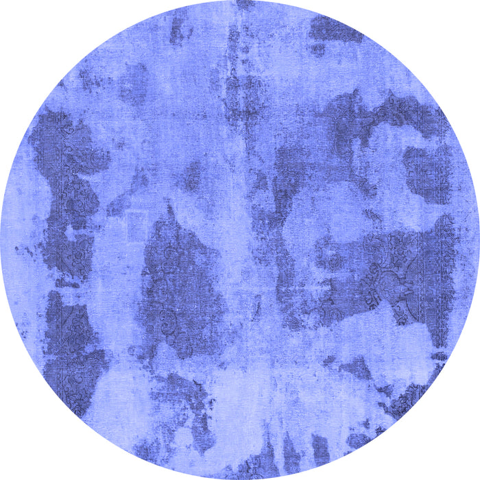 Round Machine Washable Abstract Blue Modern Rug, wshabs853blu