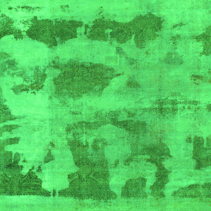 Square Machine Washable Abstract Green Modern Area Rugs, wshabs853grn