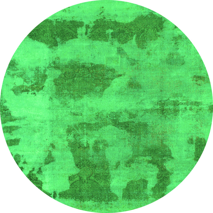 Round Abstract Green Modern Rug, abs853grn
