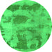 Round Abstract Green Modern Rug, abs853grn